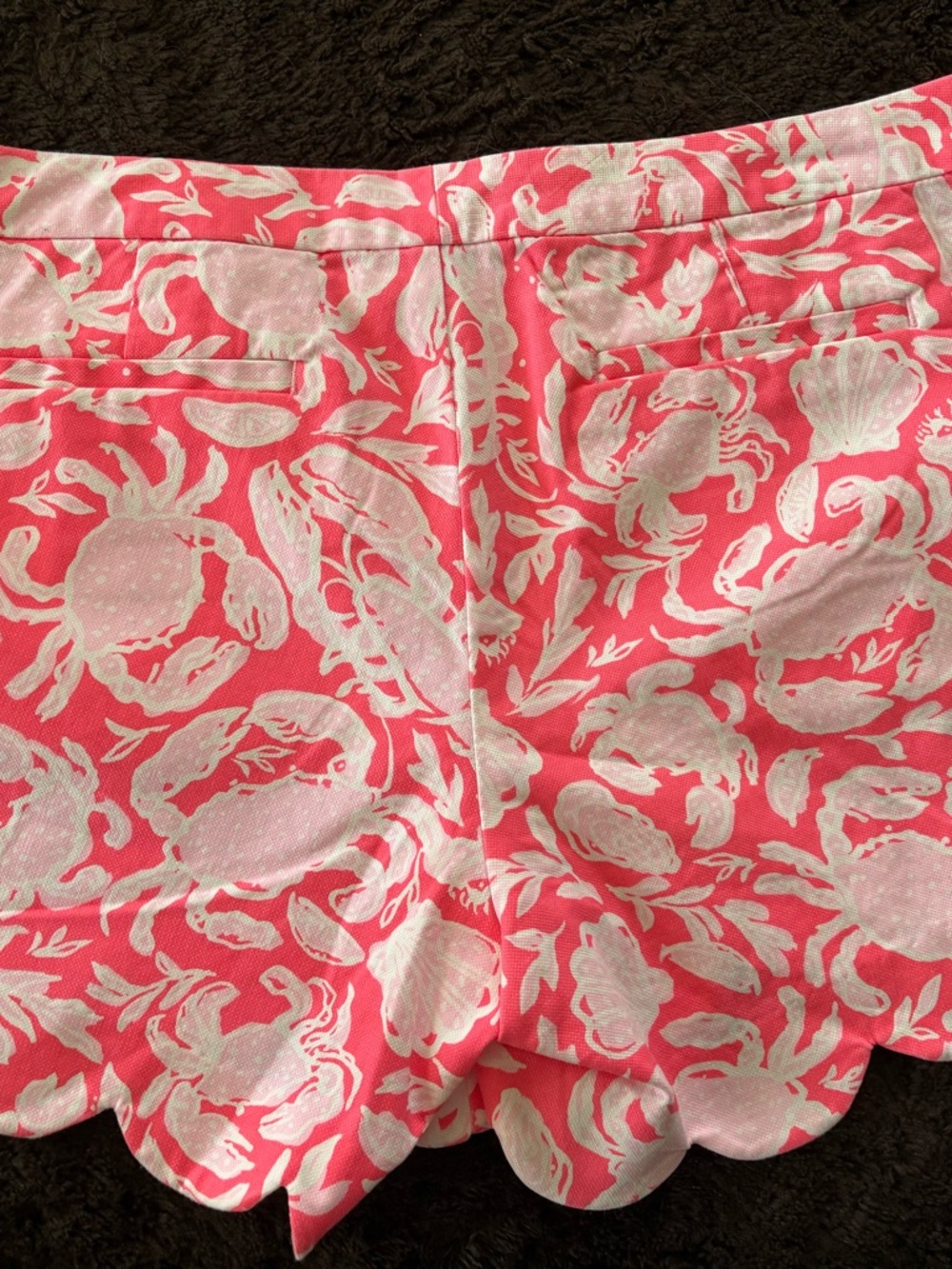 Lilly Pulitzer Pink Shell & Crab Scallop Hem Shorts